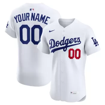 Men's Los Angeles Dodgers Nike White Home Elite Sponsor Patch Custom Jersey Men's Los Angeles Dodgers Nike White Home Elite Sponsor Patch Custom Jersey