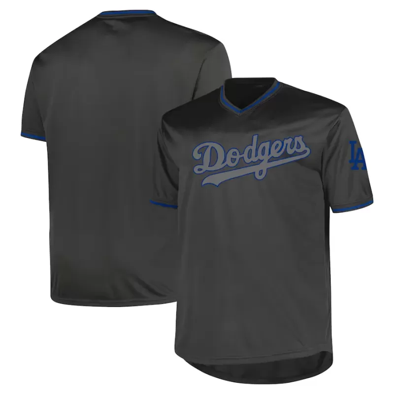 Men's Los Angeles Dodgers Profile Charcoal Big & Tall Pop Fashion Jersey Men's Los Angeles Dodgers Profile Charcoal Big & Tall Pop Fashion Jersey