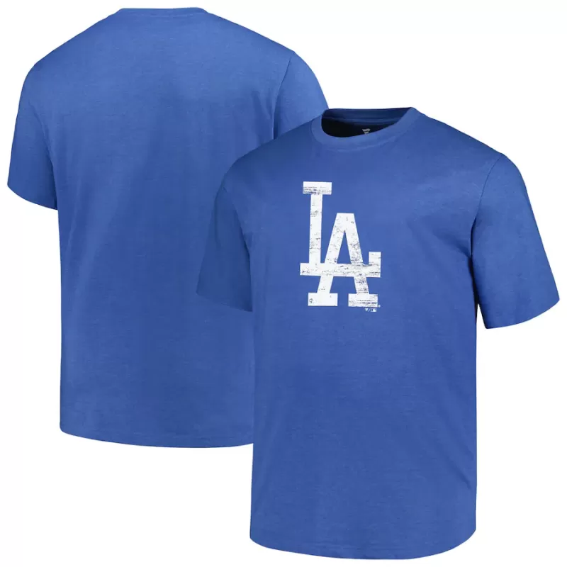 Men's Los Angeles Dodgers Profile Heather Royal Big & Tall Weathered Logo T-Shirt Men's Los Angeles Dodgers Profile Heather Royal Big & Tall Weathered Logo T-Shirt