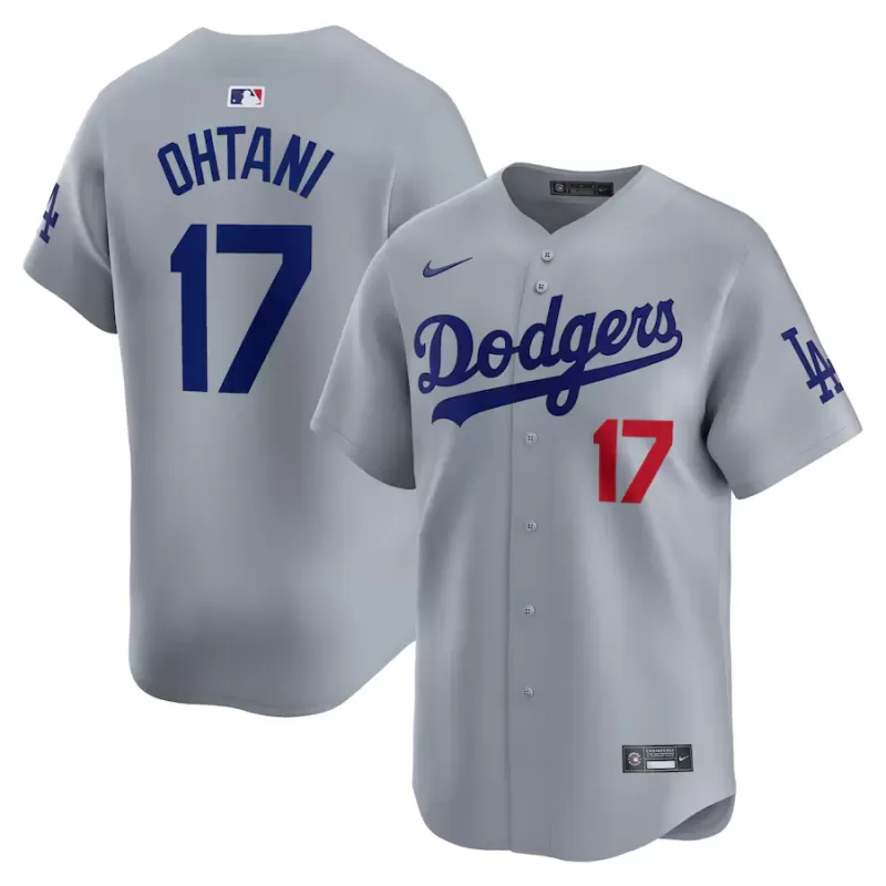 Men's Los Angeles Dodgers Shohei Ohtani Nike Gray Away Limited Player Jersey Men's Los Angeles Dodgers Shohei Ohtani Nike Gray Away Limited Player Jersey