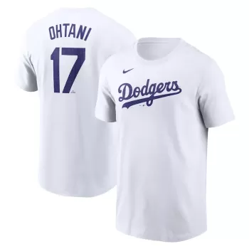 Men's Los Angeles Dodgers Shohei Ohtani Nike White 2024 Fuse Name & Number T-Shirt Men's Los Angeles Dodgers Shohei Ohtani Nike White 2024 Fuse Name & Number T-Shirt
