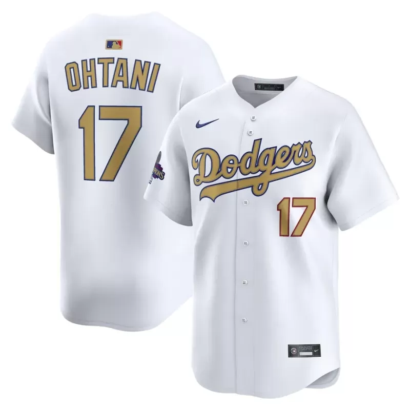 Men's Los Angeles Dodgers Shohei Ohtani Nike White 2025 Gold Collection Limited Jersey Men's Los Angeles Dodgers Shohei Ohtani Nike White 2025 Gold Collection Limited Jersey