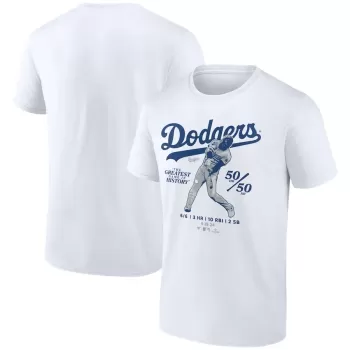 Men's Los Angeles Dodgers Shohei Ohtani White 6 for 6 T-Shirt Men's Los Angeles Dodgers Shohei Ohtani White 6 for 6 T-Shirt