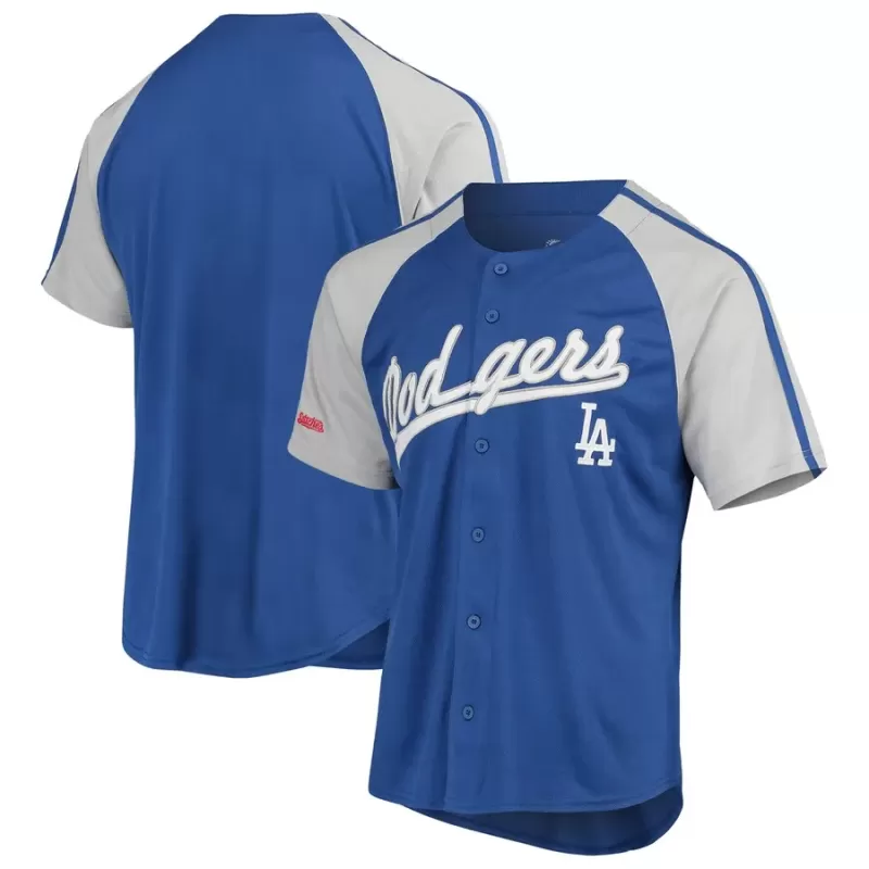 Men's Los Angeles Dodgers Stitches Royal Button-Down Raglan Replica Jersey Men's Los Angeles Dodgers Stitches Royal Button-Down Raglan Replica Jersey