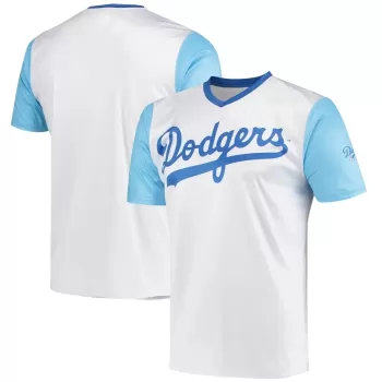 Men's Los Angeles Dodgers Stitches White Cooperstown Collection Wordmark V-Neck Jersey Men's Los Angeles Dodgers Stitches White Cooperstown Collection Wordmark V-Neck Jersey