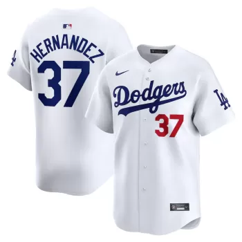 Men's Los Angeles Dodgers Teoscar Hernández Nike White Home Limited Player Jersey Men's Los Angeles Dodgers Teoscar Hernández Nike White Home Limited Player Jersey
