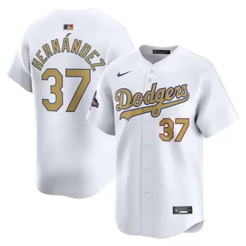 Men's Los Angeles Dodgers Teoscar Hernandez Nike White 2025 Gold Collection Limited Jersey