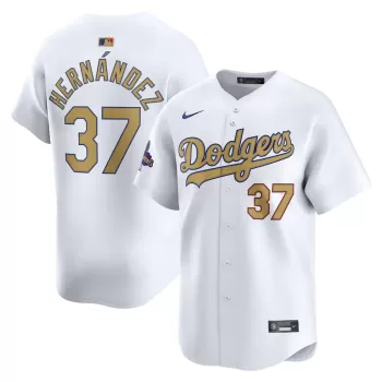 Men's Los Angeles Dodgers Teoscar Hernandez Nike White 2025 Gold Collection Limited Jersey Men's Los Angeles Dodgers Teoscar Hernandez Nike White 2025 Gold Collection Limited Jersey