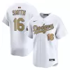 Men's Los Angeles Dodgers Will Smith Nike White 2025 Gold Collection Limited Jersey Men's Los Angeles Dodgers Will Smith Nike White 2025 Gold Collection Limited Jersey