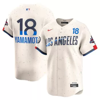 Men's Los Angeles Dodgers Yoshinobu Yamamoto Nike Cream 2024 World Series Champions City Connect Limited Player Jersey Men's Los Angeles Dodgers Yoshinobu Yamamoto Nike Cream 2024 World Series Champions City Connect Limited Player Jersey