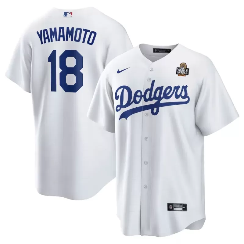 Men's Los Angeles Dodgers Yoshinobu Yamamoto Nike White 2024 World Series Home Replica Player Jersey Men's Los Angeles Dodgers Yoshinobu Yamamoto Nike White 2024 World Series Home Replica Player Jersey