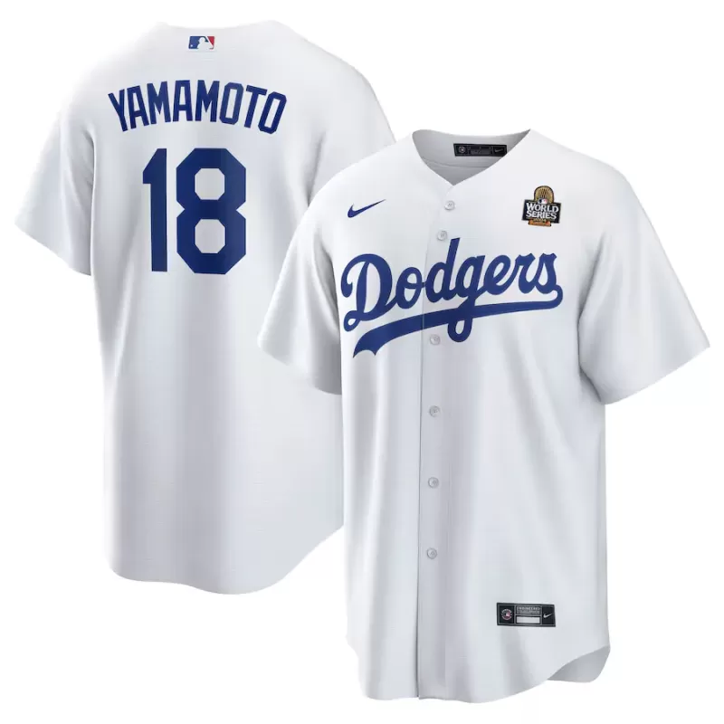 Men's Los Angeles Dodgers Yoshinobu Yamamoto Nike White 2024 World Series Home Replica Player Jersey Men's Los Angeles Dodgers Yoshinobu Yamamoto Nike White 2024 World Series Home Replica Player Jersey