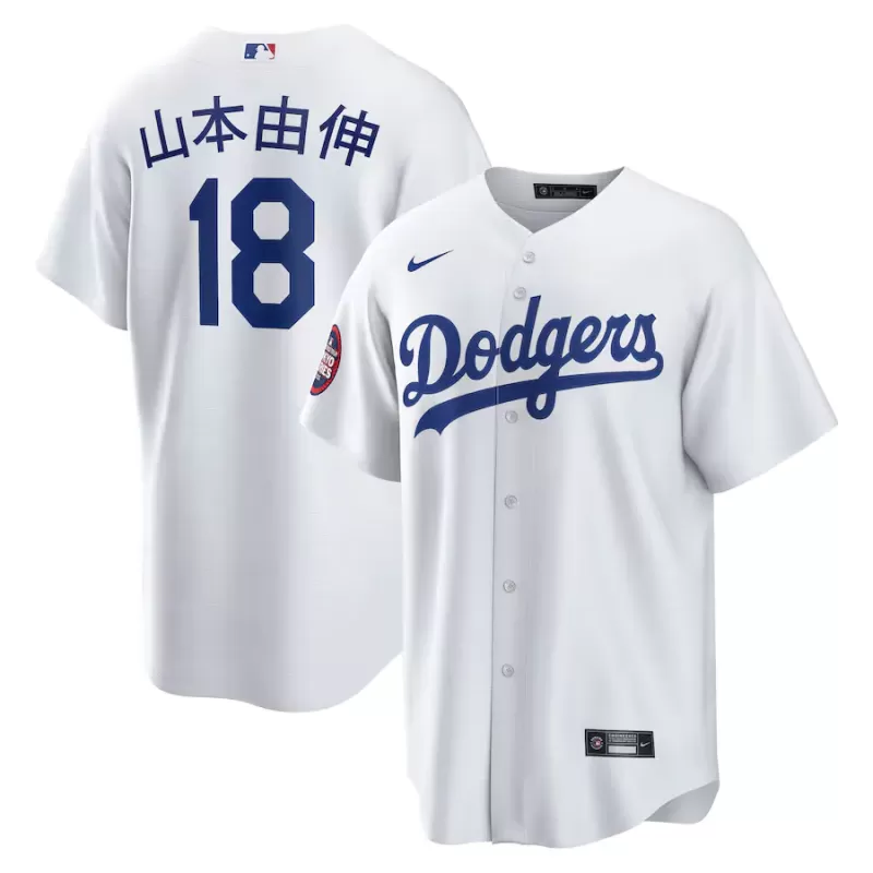 Men's Los Angeles Dodgers Yoshinobu Yamamoto Nike White 2025 MLB World Tour: Tokyo Series Home Kanji Replica Player Jersey Men's Los Angeles Dodgers Yoshinobu Yamamoto Nike White 2025 MLB World Tour: Tokyo Series Home Kanji Replica Player Jersey