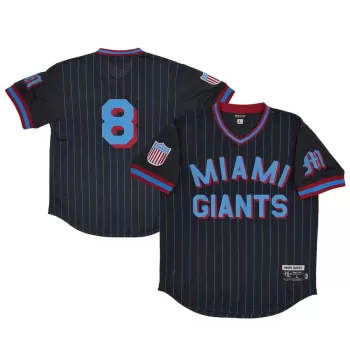 Men's Miami Giants #8 Rings & Crwns Black Mesh Replica V-Neck Jersey Men's Miami Giants #8 Rings & Crwns Black Mesh Replica V-Neck Jersey