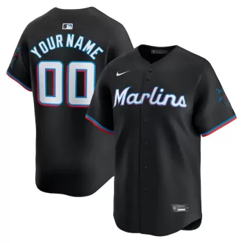 Men's Miami Marlins  Nike Black  Alternate Limited Custom Jersey