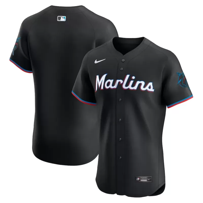 Men's Miami Marlins Nike Black Alternate Vapor Premier Elite Patch Jersey Men's Miami Marlins Nike Black Alternate Vapor Premier Elite Patch Jersey