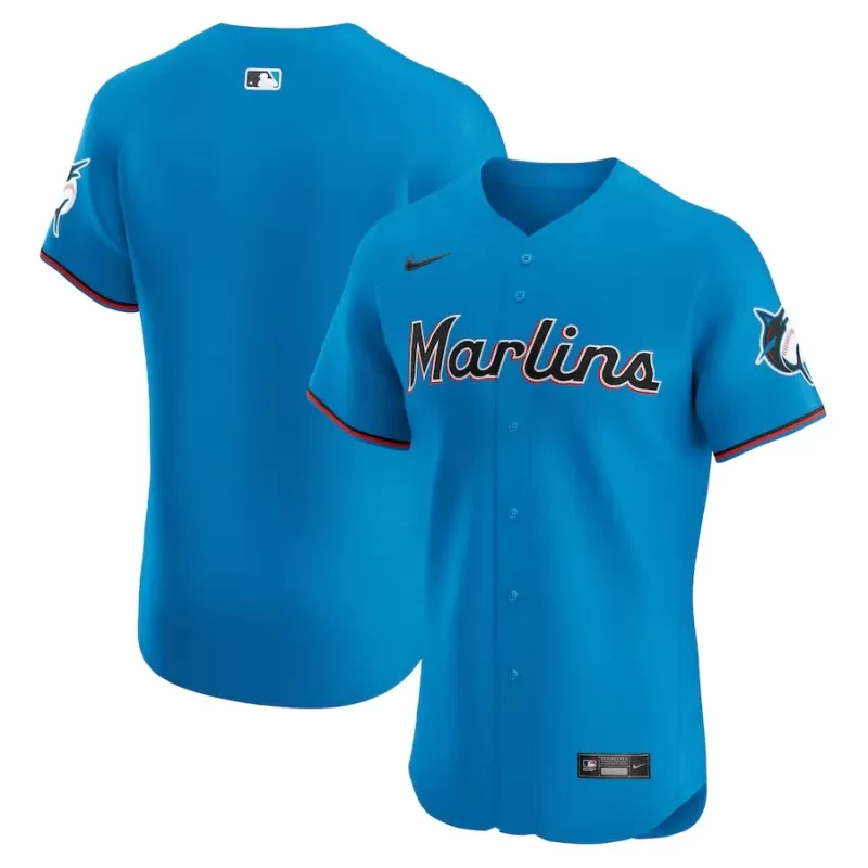 Men's Miami Marlins Nike Blue Alternate Vapor Premier Elite Patch Jersey Men's Miami Marlins Nike Blue Alternate Vapor Premier Elite Patch Jersey