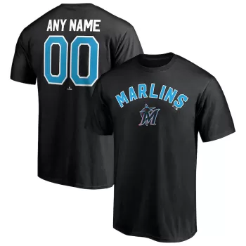 Men's Miami Marlins Black Personalized Team Winning Streak Name & Number T-Shirt