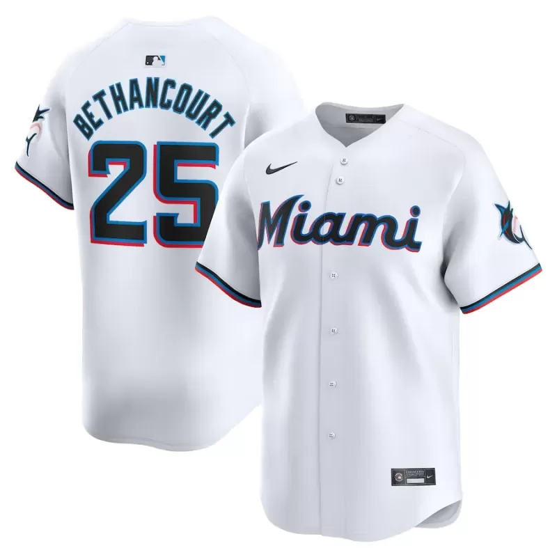 Men's Miami Marlins Christian Bethancourt Nike White Home Limited Player Jersey Men's Miami Marlins Christian Bethancourt Nike White Home Limited Player Jersey