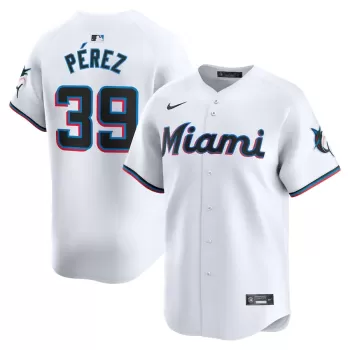 Men's Miami Marlins Eury Pérez Nike White Home Limited Player Jersey Men's Miami Marlins Eury Pérez Nike White Home Limited Player Jersey
