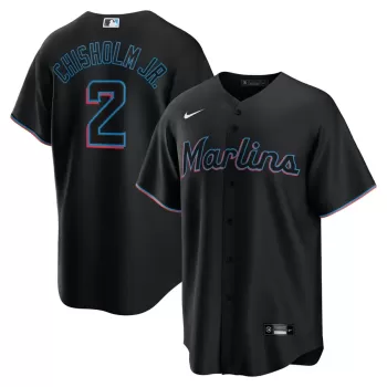 Men's Miami Marlins Jazz Chisholm Jr. Nike Black Alternate Replica Player Jersey Men's Miami Marlins Jazz Chisholm Jr. Nike Black Alternate Replica Player Jersey