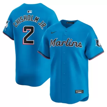 Men's Miami Marlins Jazz Chisholm Jr. Nike Blue Alternate Limited Player Jersey Men's Miami Marlins Jazz Chisholm Jr. Nike Blue Alternate Limited Player Jersey