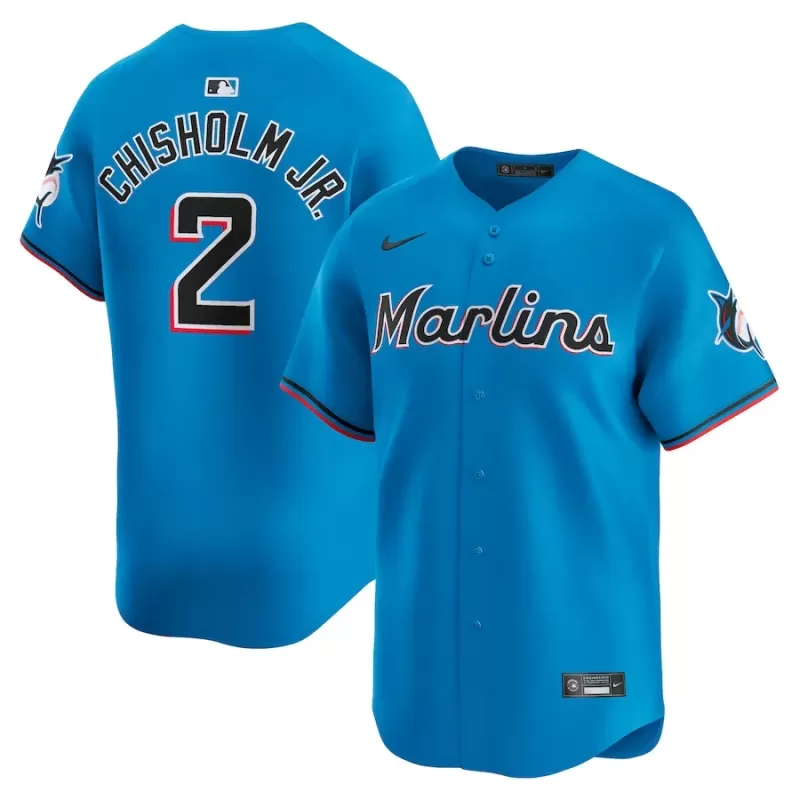 Men's Miami Marlins Jazz Chisholm Jr. Nike Blue Alternate Limited Player Jersey Men's Miami Marlins Jazz Chisholm Jr. Nike Blue Alternate Limited Player Jersey