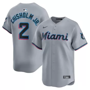 Men's Miami Marlins Jazz Chisholm Jr. Nike Gray Road Limited Player Jersey Men's Miami Marlins Jazz Chisholm Jr. Nike Gray Road Limited Player Jersey