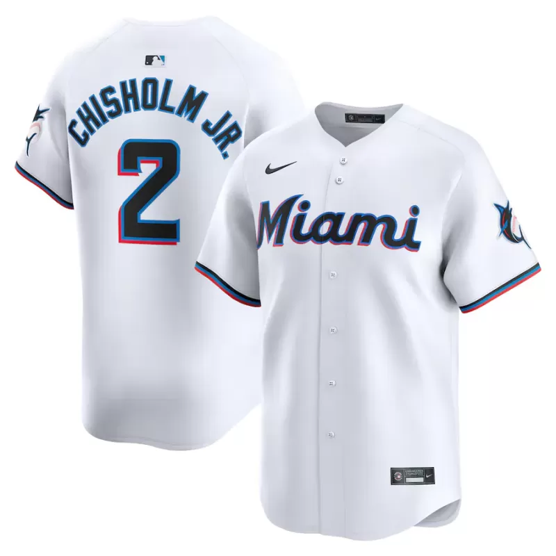 Men's Miami Marlins Jazz Chisholm Jr. Nike White Home Limited Player Jersey Men's Miami Marlins Jazz Chisholm Jr. Nike White Home Limited Player Jersey