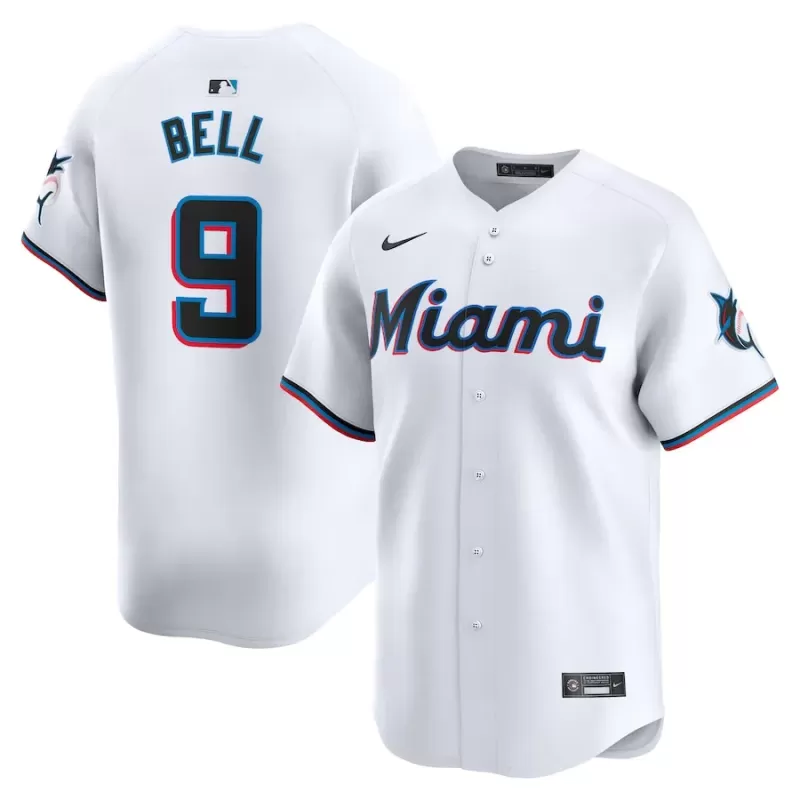 Men's Miami Marlins Josh Bell Nike White Home Limited Player Jersey Men's Miami Marlins Josh Bell Nike White Home Limited Player Jersey