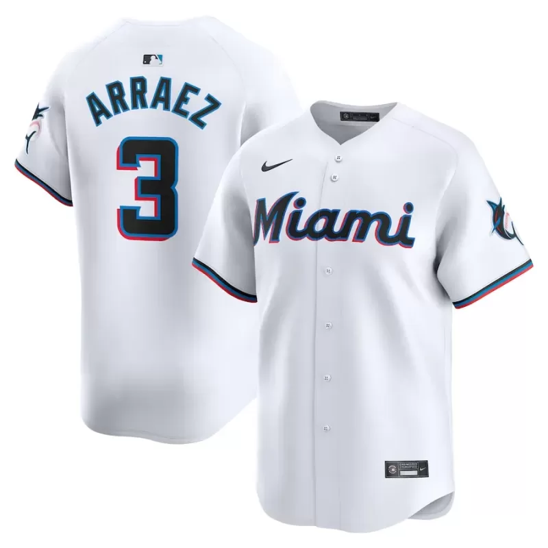 Men's Miami Marlins Luis Arraez Nike White Home Limited Player Jersey Men's Miami Marlins Luis Arraez Nike White Home Limited Player Jersey