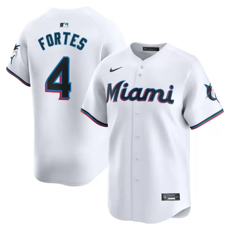 Men's Miami Marlins Nick Fortes Nike White Home Limited Player Jersey Men's Miami Marlins Nick Fortes Nike White Home Limited Player Jersey