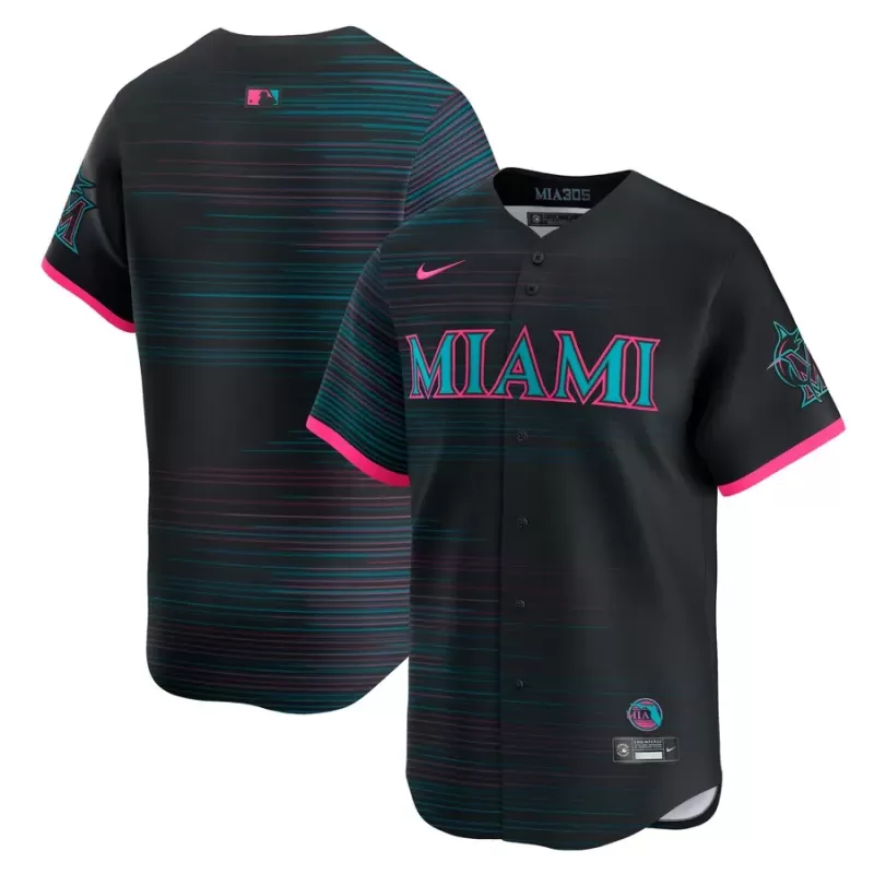 Men's Miami Marlins Nike Black 2025 City Connect Limited Jersey Men's Miami Marlins Nike Black 2025 City Connect Limited Jersey