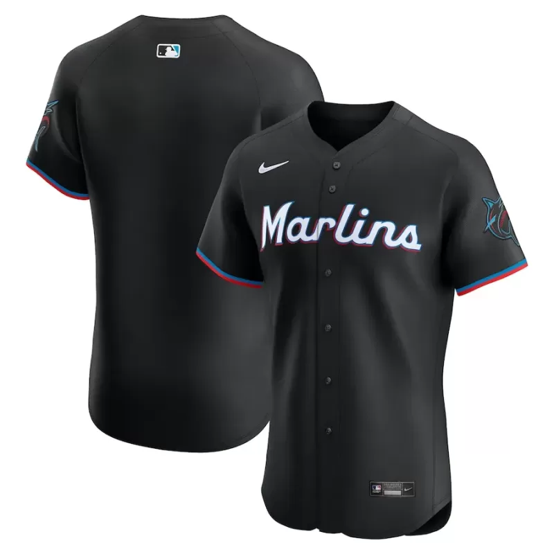 Men's Miami Marlins Nike Black Alternate Elite Jersey