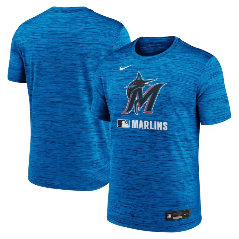 Men's Miami Marlins Nike Blue Authentic Collection Velocity Performance Practice T-Shirt Men's Miami Marlins Nike Blue Authentic Collection Velocity Performance Practice T-Shirt