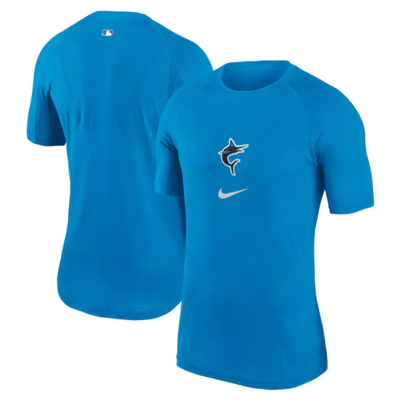 Men's Miami Marlins Nike Blue City Connect Performance Raglan Base Layer Top Men's Miami Marlins Nike Blue City Connect Performance Raglan Base Layer Top