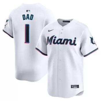 Men's Miami Marlins Nike White #1 Dad Home Limited Jersey Men's Miami Marlins Nike White #1 Dad Home Limited Jersey