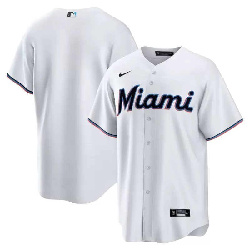 Men's Miami Marlins Nike White Home Blank Replica Jersey Men's Miami Marlins Nike White Home Blank Replica Jersey