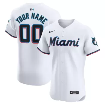 Men's Miami Marlins Nike White Home Elite Custom Jersey Men's Miami Marlins Nike White Home Elite Custom Jersey