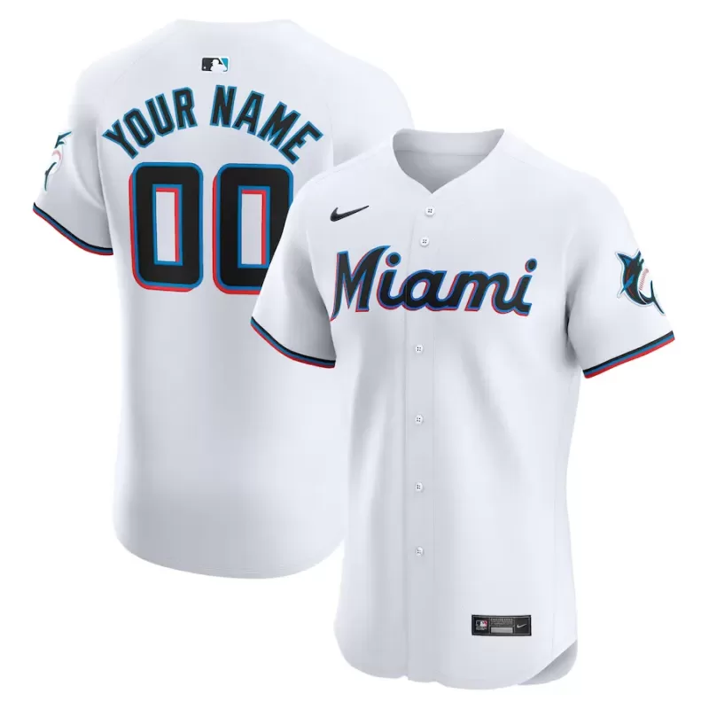 Men's Miami Marlins Nike White Home Elite Custom Jersey Men's Miami Marlins Nike White Home Elite Custom Jersey