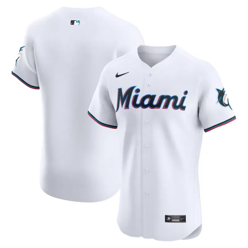 Men's Miami Marlins Nike White Home Elite Jersey Men's Miami Marlins Nike White Home Elite Jersey