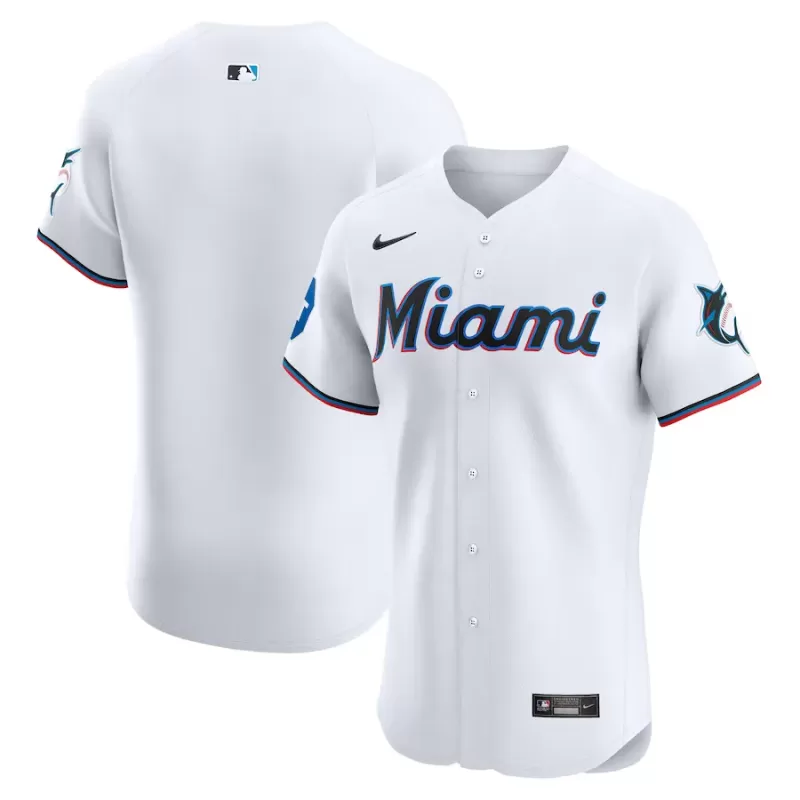 Men's Miami Marlins Nike White Home Elite Patch Jersey