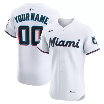 Men's Miami Marlins Nike White Home Elite Sponsor Patch Custom Jersey Men's Miami Marlins Nike White Home Elite Sponsor Patch Custom Jersey
