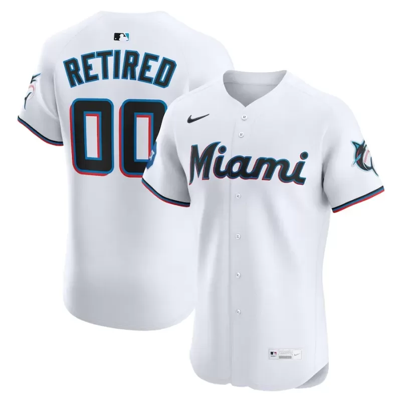 Men's Miami Marlins Nike White Home Elite Sponsor Patch Pick-A-Player Retired Roster Jersey Men's Miami Marlins Nike White Home Elite Sponsor Patch Pick-A-Player Retired Roster Jersey