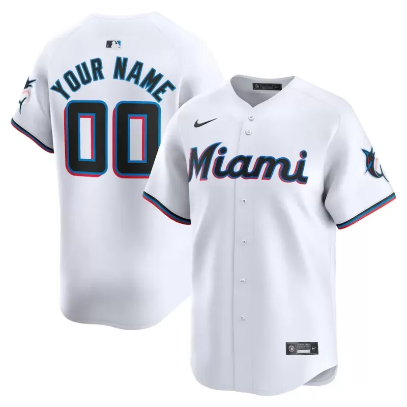 Men's Miami Marlins Nike White Home Limited Custom Jersey Men's Miami Marlins Nike White Home Limited Custom Jersey