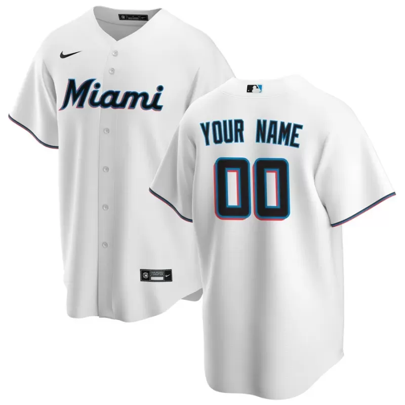 Men's Miami Marlins Nike White Home Replica Custom Jersey Men's Miami Marlins Nike White Home Replica Custom Jersey