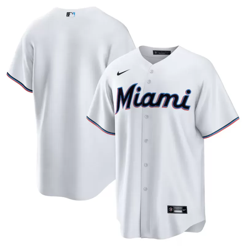 Men's Miami Marlins Nike White Home Replica Team Jersey Men's Miami Marlins Nike White Home Replica Team Jersey