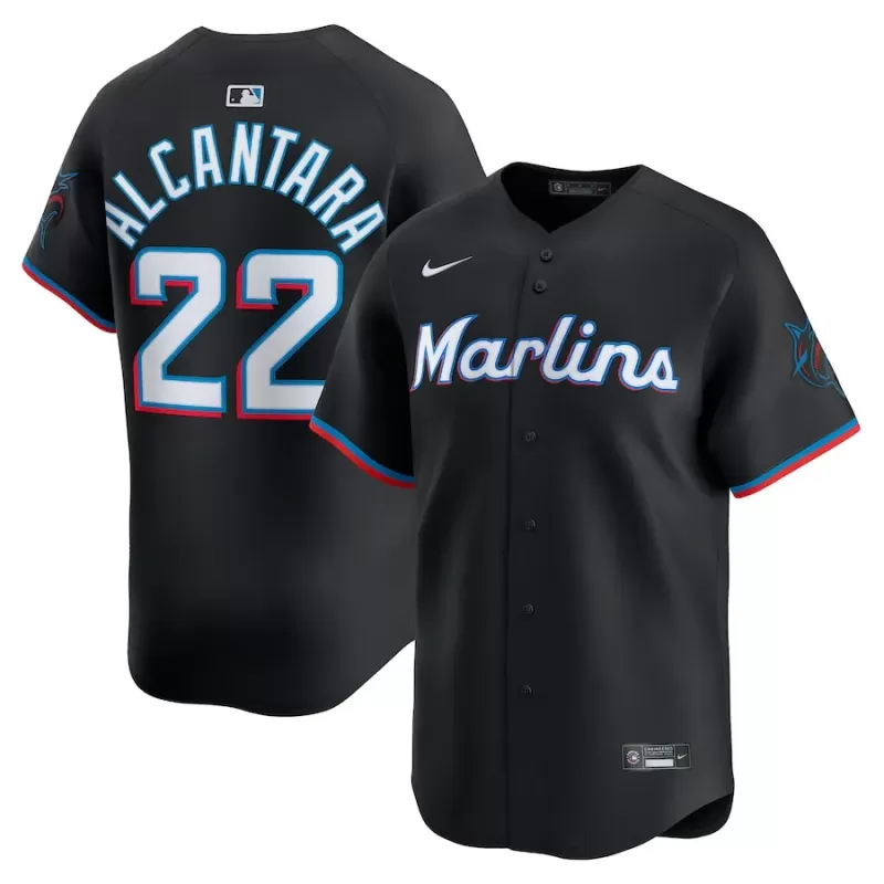 Men's Miami Marlins Sandy Alcantara Nike Black Alternate Limited Player Jersey Men's Miami Marlins Sandy Alcantara Nike Black Alternate Limited Player Jersey