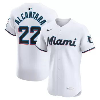 Men's Miami Marlins Sandy Alcantara Nike White Home Elite Jersey Men's Miami Marlins Sandy Alcantara Nike White Home Elite Jersey