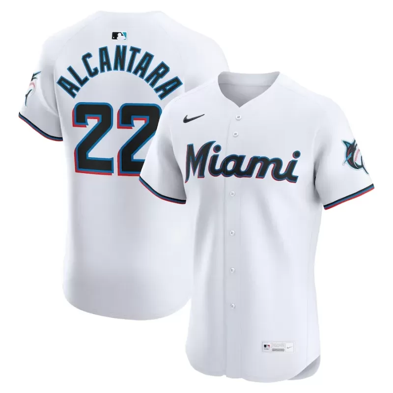 Men's Miami Marlins Sandy Alcantara Nike White Home Elite Jersey Men's Miami Marlins Sandy Alcantara Nike White Home Elite Jersey